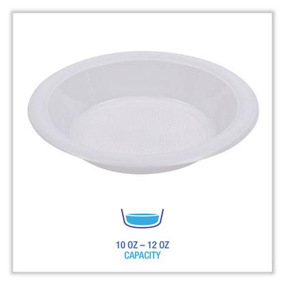 Hi-impact Plastic Dinnerware, Bowl, 10 Oz To 12 Oz, White, 1,000/carton