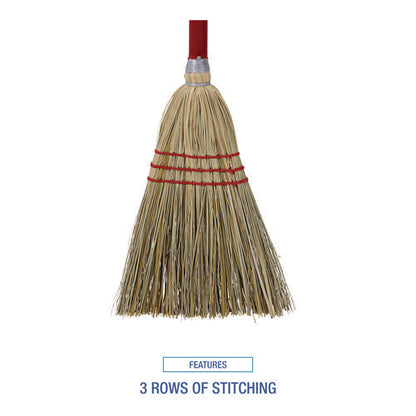 Corn/fiber Brooms, Corn/synthetic Fiber Bristles, 36" Overall Length, Gray/natural, 12/carton