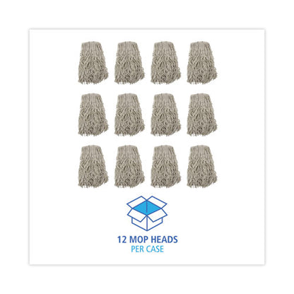 Banded Cotton Mop Heads, 24oz, White, 12/carton