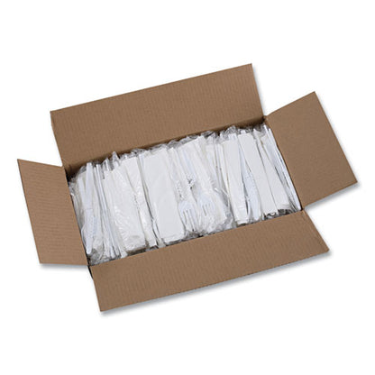 Six-piece Cutlery Kit, Mediumweight, Fork/knife/napkin/pepper/salt/spoon, Plastic, White, 250/carton