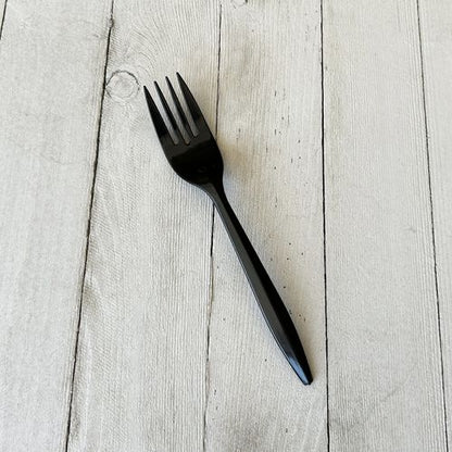 Mediumweight Polypropylene Cutlery, Fork, Plastic, Black, 1,000/carton