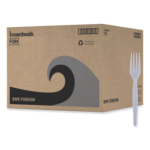 Heavyweight Polystyrene Cutlery, Fork, Plastic, White, 1,000/carton