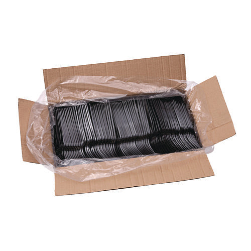 Heavyweight Polystyrene Cutlery, Fork, Plastic, Black, 1,000/carton