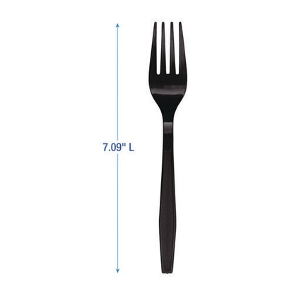 Heavyweight Polypropylene Cutlery, Fork, Plastic, Black, 1,000/carton
