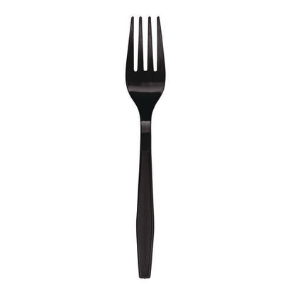Heavyweight Polypropylene Cutlery, Fork, Plastic, Black, 1,000/carton