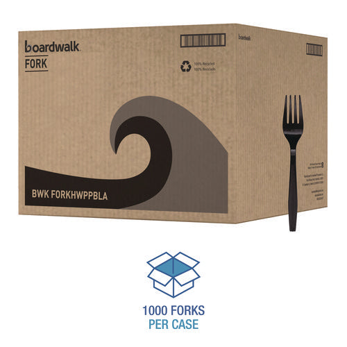 Heavyweight Polypropylene Cutlery, Fork, Plastic, Black, 1,000/carton