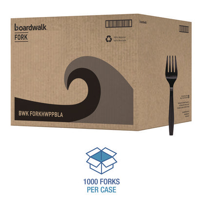 Heavyweight Polypropylene Cutlery, Fork, Plastic, Black, 1,000/carton