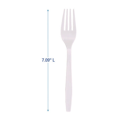 Heavyweight Polypropylene Cutlery, Fork, Plastic, White, 1,000/carton