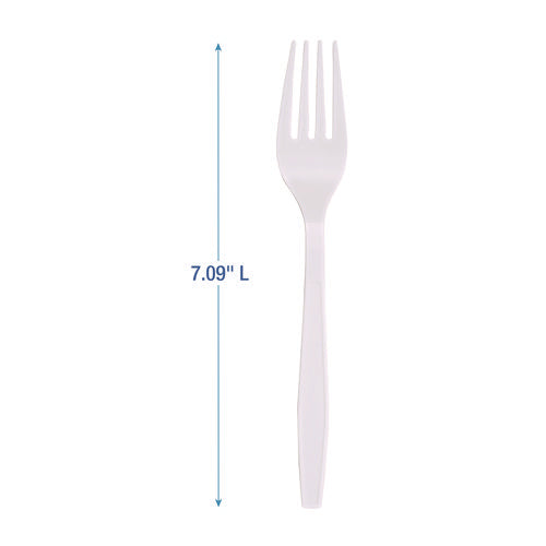 Heavyweight Polypropylene Cutlery, Fork, Plastic, White, 1,000/carton