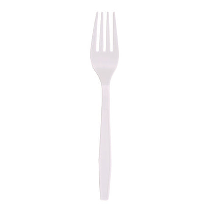 Heavyweight Polypropylene Cutlery, Fork, Plastic, White, 1,000/carton