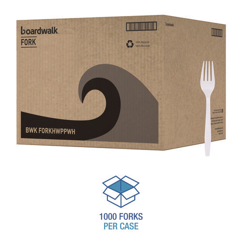 Heavyweight Polypropylene Cutlery, Fork, Plastic, White, 1,000/carton