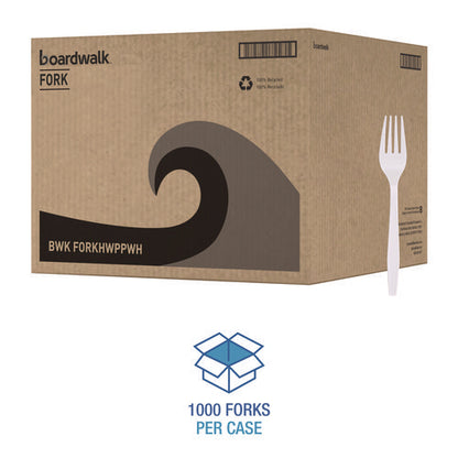 Heavyweight Polypropylene Cutlery, Fork, Plastic, White, 1,000/carton