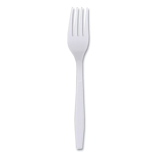 Heavyweight Wrapped Polypropylene Cutlery, Fork, Plastic, White, 1,000/carton
