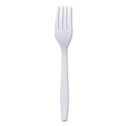 Heavyweight Wrapped Polypropylene Cutlery, Fork, Plastic, White, 1,000/carton