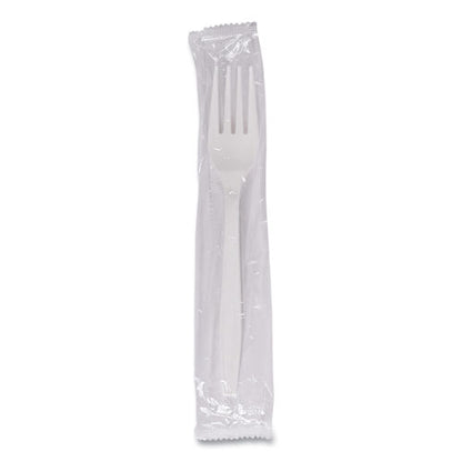 Heavyweight Wrapped Polypropylene Cutlery, Fork, Plastic, White, 1,000/carton