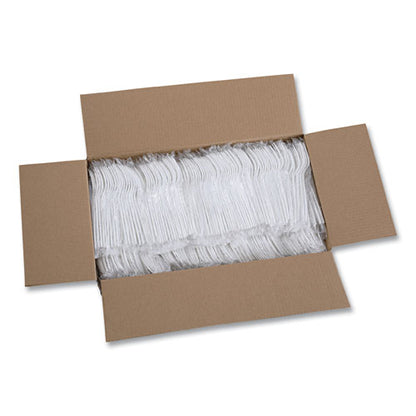 Heavyweight Wrapped Polypropylene Cutlery, Fork, Plastic, White, 1,000/carton