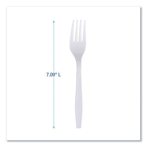 Heavyweight Wrapped Polypropylene Cutlery, Fork, Plastic, White, 1,000/carton