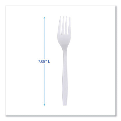 Heavyweight Wrapped Polypropylene Cutlery, Fork, Plastic, White, 1,000/carton