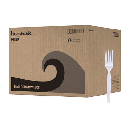 Mediumweight Polystyrene Cutlery, Fork, Plastic, White, 100/box, 10 Boxes/carton