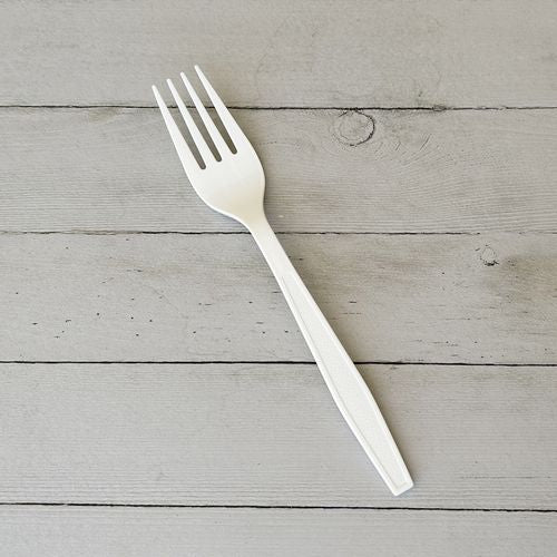 Heavyweight Polypropylene Cutlery, Fork, 7.09", Plastic, White, 1,000/carton