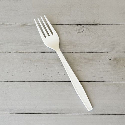 Heavyweight Polypropylene Cutlery, Fork, 7.09", Plastic, White, 1,000/carton