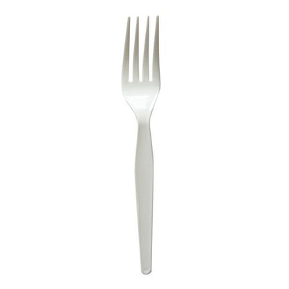 Heavyweight Wrapped Polystyrene Cutlery, Fork, Plastic, White, 1,000/carton