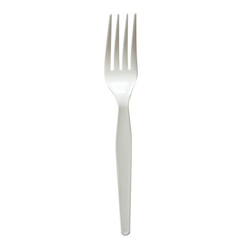 Heavyweight Wrapped Polystyrene Cutlery, Fork, Plastic, White, 1,000/carton