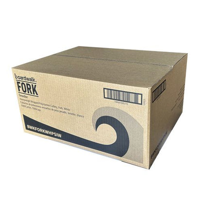 Heavyweight Wrapped Polystyrene Cutlery, Fork, Plastic, White, 1,000/carton