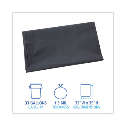 Linear Low Density Industrial Can Liners, 33 Gal, 1.3 Mil, 33" X 39", Gray, Flat Pack, 100/carton