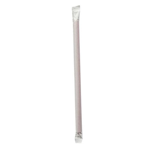 Wrapped Giant Straws, 7.75", Polypropylene, Red, 300/pack, 24 Packs/carton