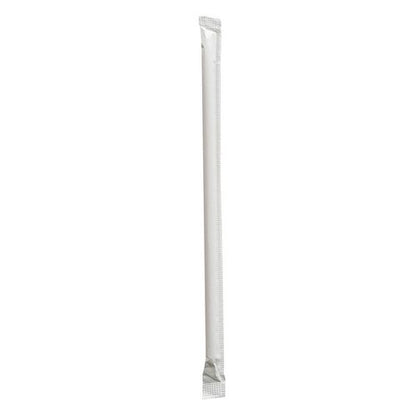 Wrapped Giant Straws, 7.75", Polypropylene, Red/white Striped, 300/pack, 24 Packs/carton