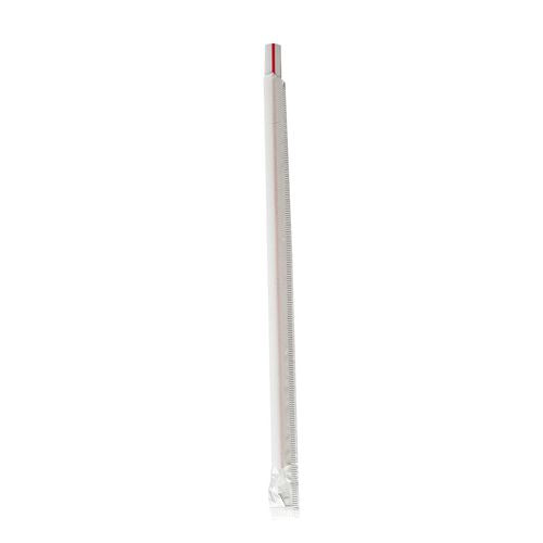 Wrapped Giant Straws, 7.75", Polypropylene, Red/white Striped, 300/pack, 24 Packs/carton