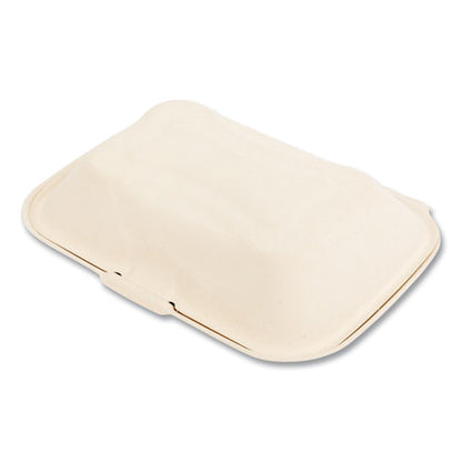 Bagasse Pfas-free Food Containers, Hoagie/hinged Lid, 6 X 3 X 9, Tan, Sugarcane, 250/carton