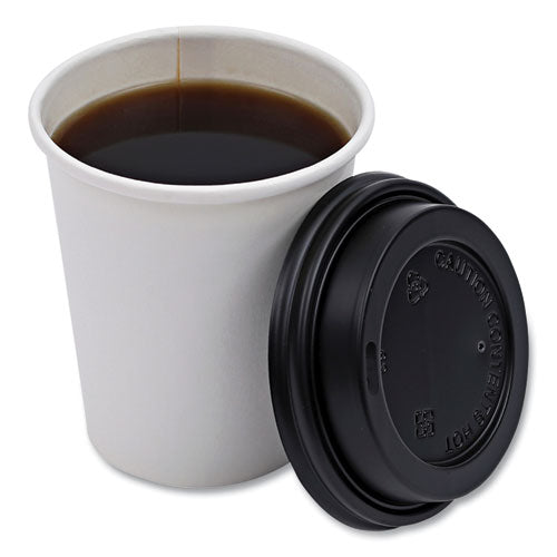 Hot Cup Lids, Fits 10 Oz To 20 Oz Hot Cups, Plastic, Black, 1,000/carton