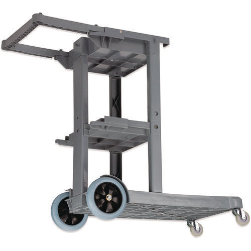 Janitor's Cart, Plastic, 4 Shelves, 1 Bin, 19" X 45" X 39", Gray