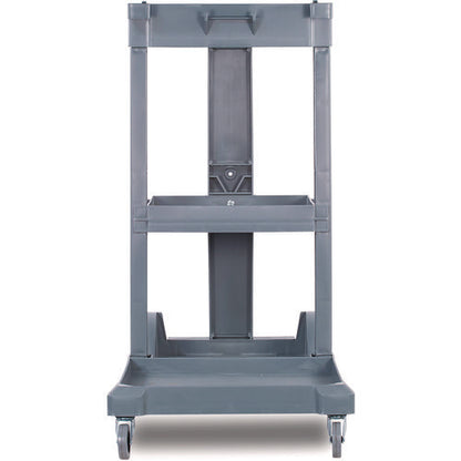 Janitor's Cart, Plastic, 4 Shelves, 1 Bin, 19" X 45" X 39", Gray
