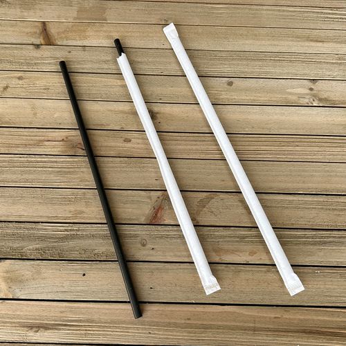 Wrapped Jumbo Straws, 10.25", Polypropylene, Black, 500/pack, 4 Packs/carton
