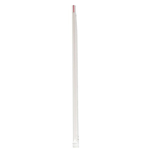 Wrapped Jumbo Straws, 10.25", Polypropylene, Red/white Striped, 500/pack, 4 Packs/carton
