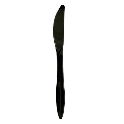 Mediumweight Polypropylene Cutlery, Knife, Plastic, Black, 1,000/carton