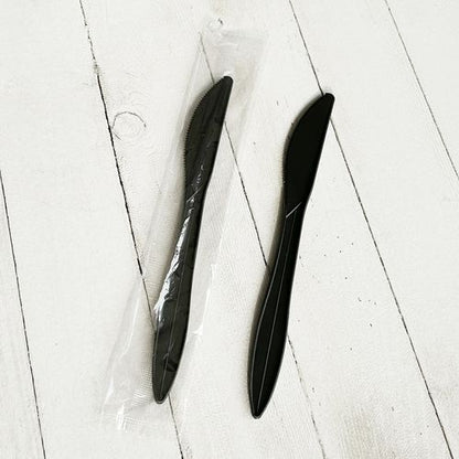 Mediumweight Wrapped Polypropylene Cutlery, Knife, Plastic, Black, 1,000/carton