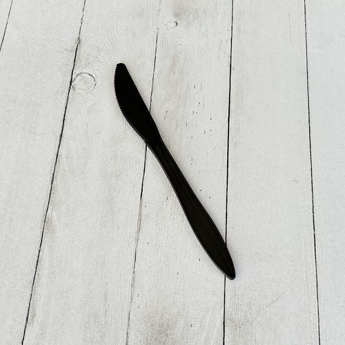 Mediumweight Polypropylene Cutlery, Knife, Plastic, Black, 1,000/carton