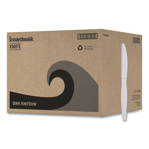Heavyweight Polystyrene Cutlery, Knife, Plastic, White, 1,000/carton