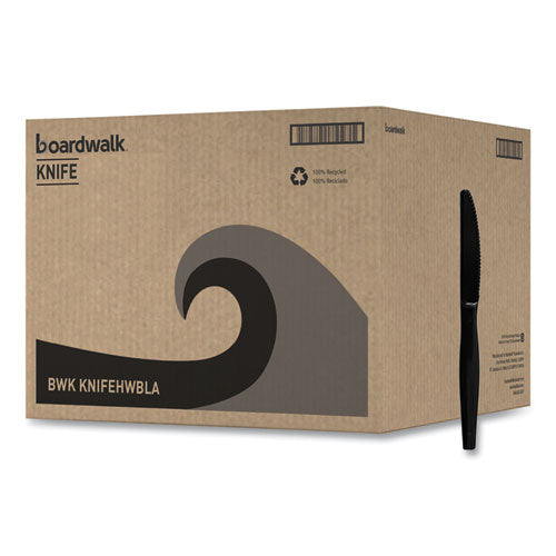 Heavyweight Polystyrene Cutlery, Knife, Plastic, Black, 1,000/carton
