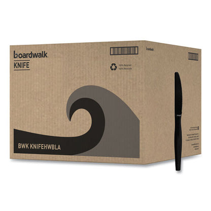 Heavyweight Polystyrene Cutlery, Knife, Plastic, Black, 1,000/carton