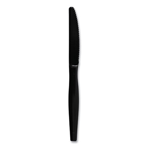 Heavyweight Polystyrene Cutlery, Knife, Plastic, Black, 1,000/carton