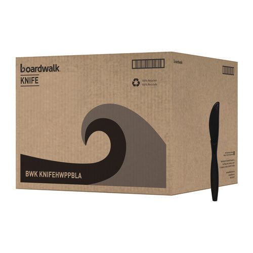 Heavyweight Polypropylene Cutlery, Knife, Plastic, Black, 1,000/carton