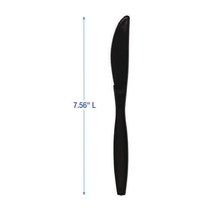 Heavyweight Polypropylene Cutlery, Knife, Plastic, Black, 1,000/carton