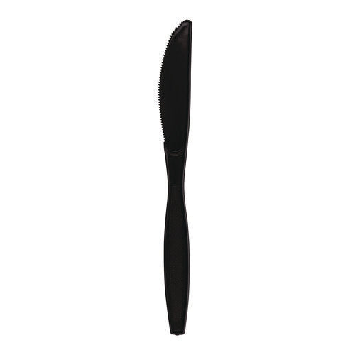 Heavyweight Polypropylene Cutlery, Knife, Plastic, Black, 1,000/carton