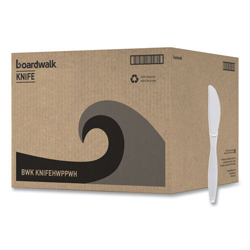 Heavyweight Polypropylene Cutlery, Knife, Plastic, White, 1,000/carton