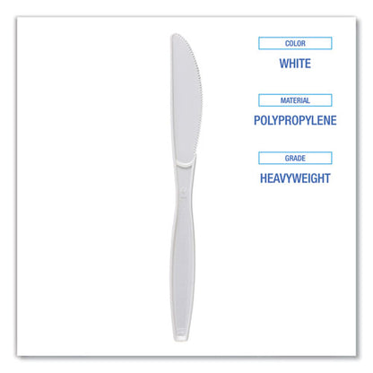 Heavyweight Polypropylene Cutlery, Knife, Plastic, White, 1,000/carton